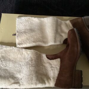 UGG Brown Suede Boots with Cream Fur